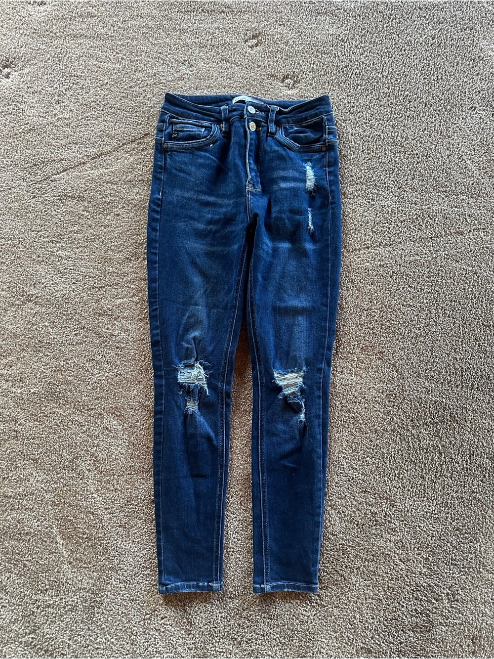 KanCan Dark Blue Distressed Skinny Jeans - Women's